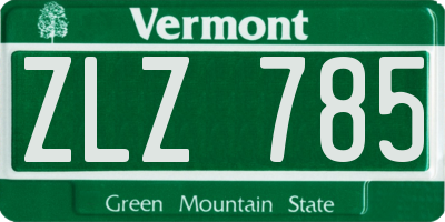 VT license plate ZLZ785