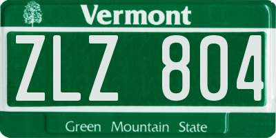VT license plate ZLZ804