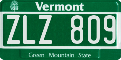 VT license plate ZLZ809