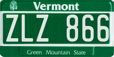 VT license plate ZLZ866