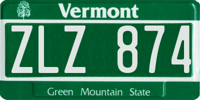 VT license plate ZLZ874