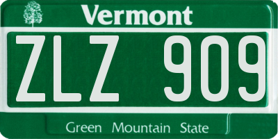 VT license plate ZLZ909