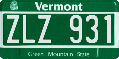 VT license plate ZLZ931
