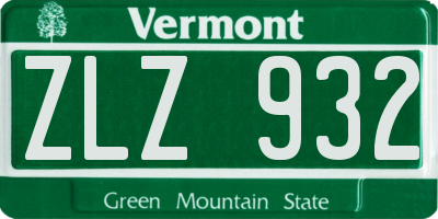 VT license plate ZLZ932