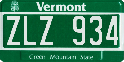 VT license plate ZLZ934