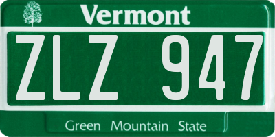 VT license plate ZLZ947