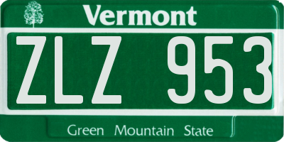 VT license plate ZLZ953