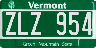 VT license plate ZLZ954