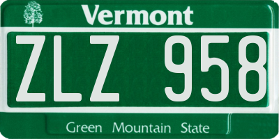 VT license plate ZLZ958