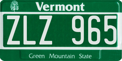 VT license plate ZLZ965