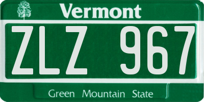VT license plate ZLZ967