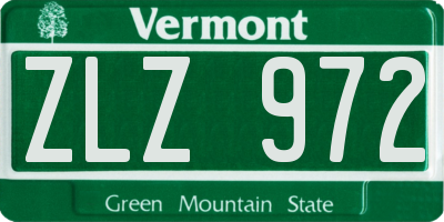 VT license plate ZLZ972