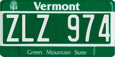VT license plate ZLZ974