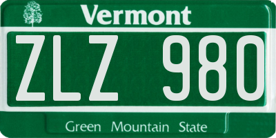 VT license plate ZLZ980