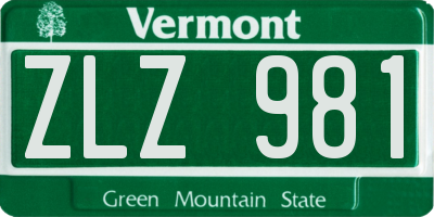 VT license plate ZLZ981