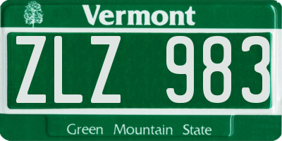 VT license plate ZLZ983