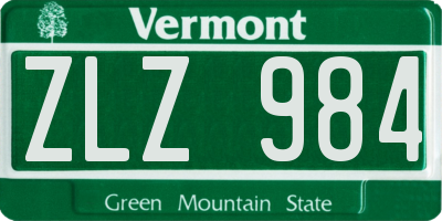VT license plate ZLZ984