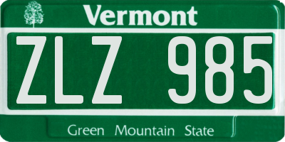 VT license plate ZLZ985