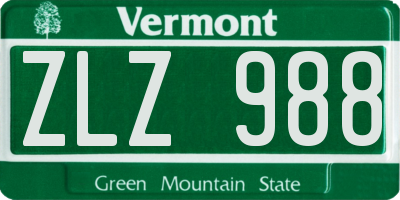 VT license plate ZLZ988