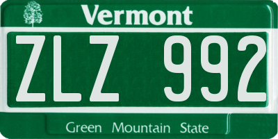VT license plate ZLZ992