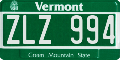 VT license plate ZLZ994