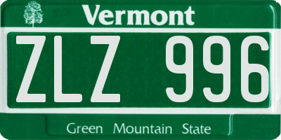 VT license plate ZLZ996