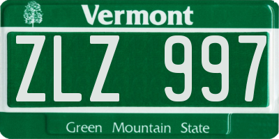 VT license plate ZLZ997