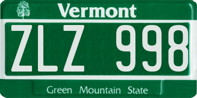 VT license plate ZLZ998