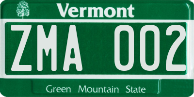 VT license plate ZMA002