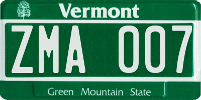 VT license plate ZMA007