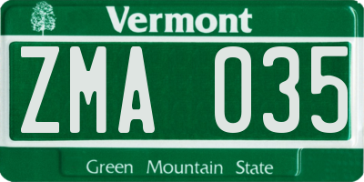 VT license plate ZMA035
