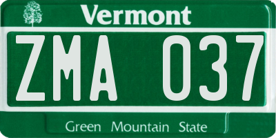 VT license plate ZMA037