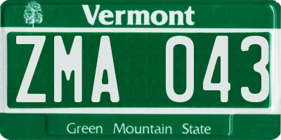 VT license plate ZMA043