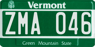VT license plate ZMA046