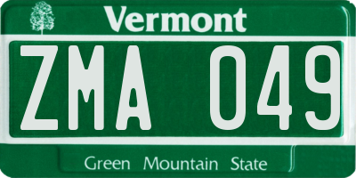 VT license plate ZMA049