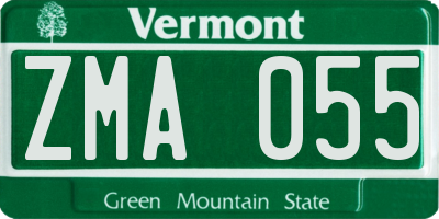 VT license plate ZMA055