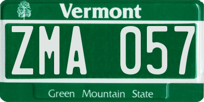 VT license plate ZMA057