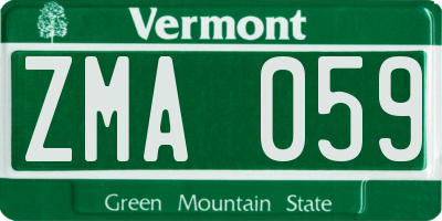 VT license plate ZMA059