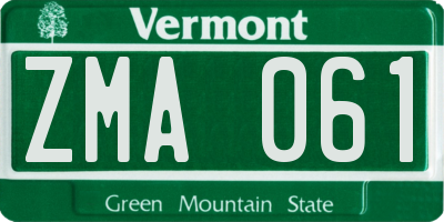 VT license plate ZMA061