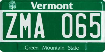 VT license plate ZMA065
