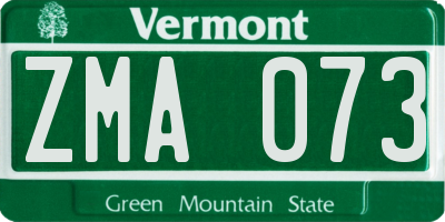 VT license plate ZMA073