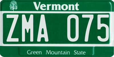 VT license plate ZMA075