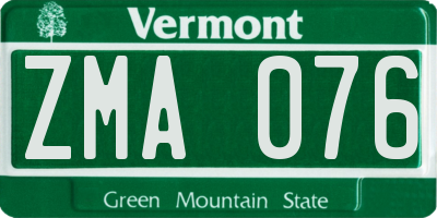 VT license plate ZMA076
