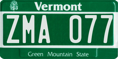 VT license plate ZMA077