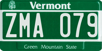 VT license plate ZMA079