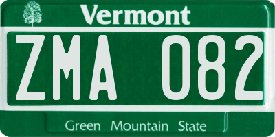 VT license plate ZMA082