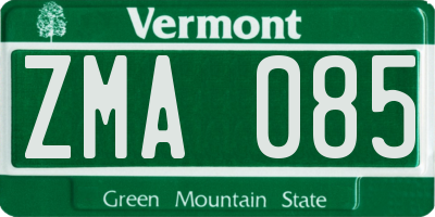 VT license plate ZMA085