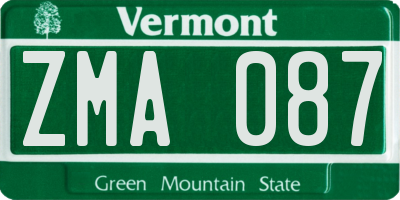 VT license plate ZMA087