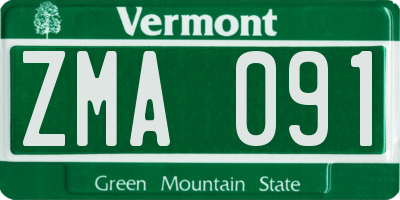 VT license plate ZMA091