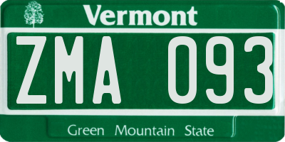 VT license plate ZMA093
